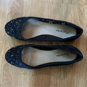 Black sparkly flats